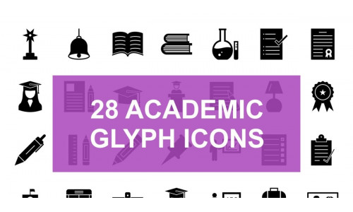 Academic Glyph Black Icon Set
