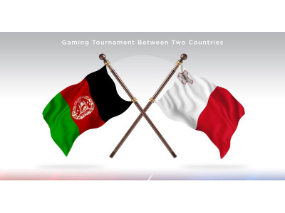 Afghanistan versus Malta Two Countries Flags - Illustration