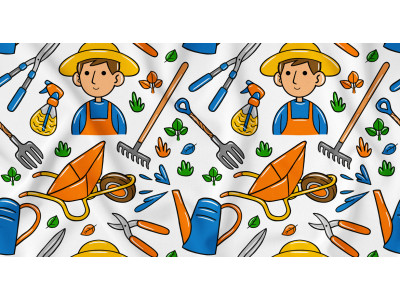 Agriculture Kawaii Doodle Seamless Pattern 04