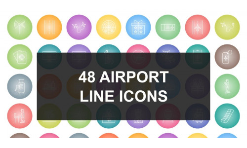 48 Airport Line Round Gradient Icons