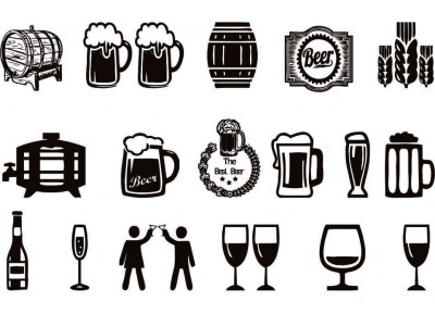 Alcoholic Drinks Icons Sett