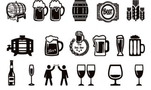Alcoholic Drinks Icons Sett