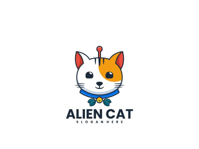 Alien Cat Mascot Cartoon Logo