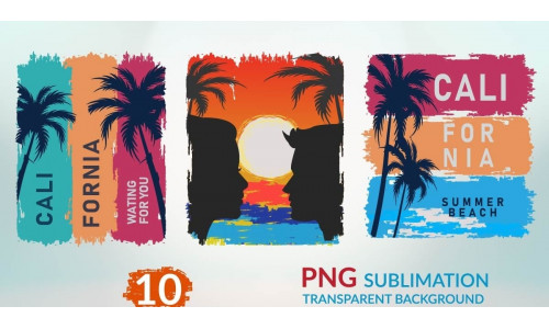 Beach Sunset PNG Colorful Sublimation Bundle