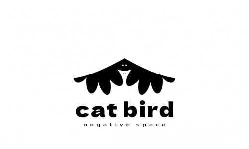 Bird Cat Negative Space Logo