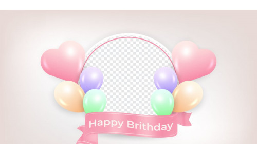 Birthday Photo Frame with Balloon Vector