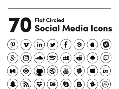 Black Circled Social Media Icon Set