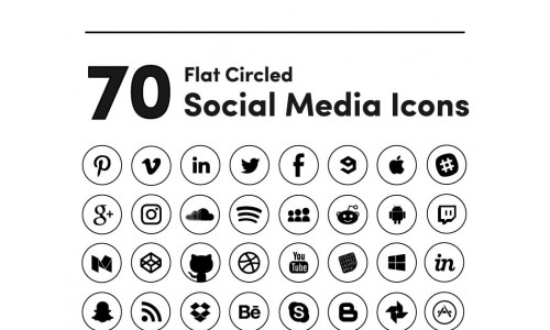Black Circled Social Media Icon Set