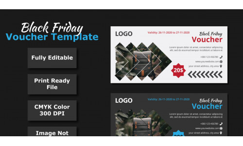 Black Friday Discount Voucher Template - Vector Image
