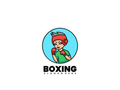 Boy Boxing Cartoon Logo Style