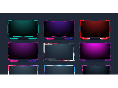 Broadcast gaming screen set vector