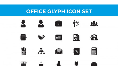 Business and Office Glyph Icons Vector and SVG