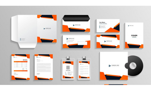 Business branding identity with office stationery items and objects  set