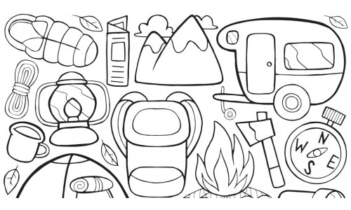 Camping Doodle Vector Line Art #01