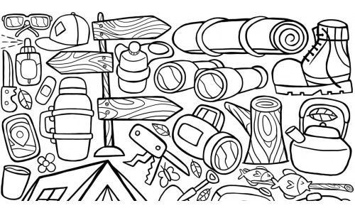 Camping Doodle Vector Line Art #02