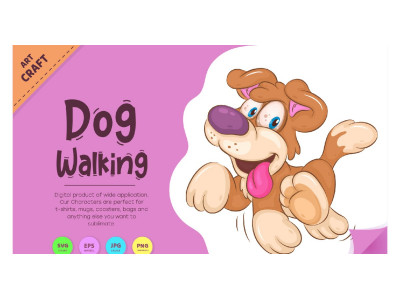 Cartoon Dog Walking. Clipart.