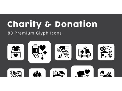 Charity and Donation Glyph Icons