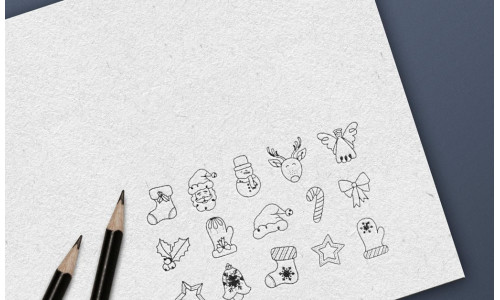 Christmas Drawing Icons Template