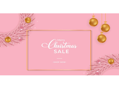 Christmas Sale Banner Pink Background