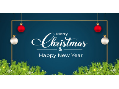 Christmas Template with White Snowflakes