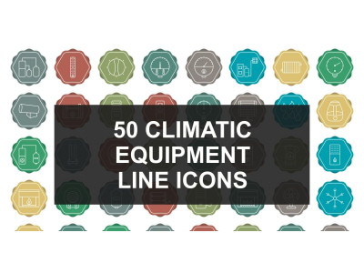 50 Climatic Equipment Line Multicolor Background Icon Set