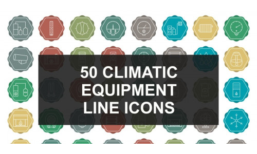 50 Climatic Equipment Line Multicolor Background Icon Set