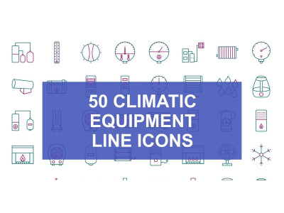 50 Climatic Equipment Line Two Color Icons