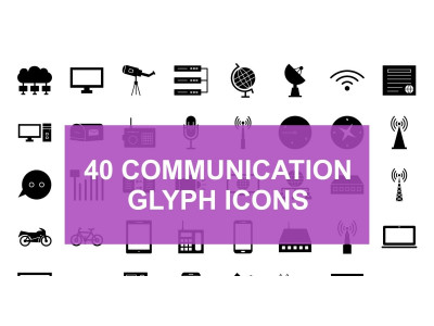 Communication Glyph Black Set Icon