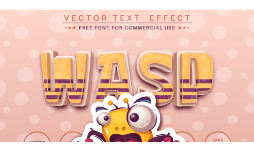 Crazy Wasp - Editable Text Effect, Font Style, Graphics Style Illustration