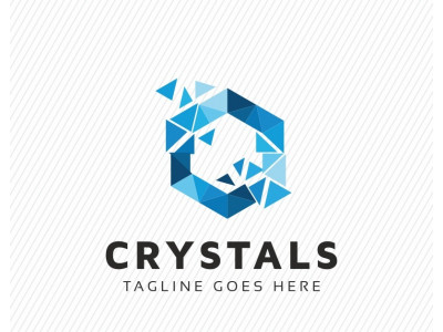 Crystals Hexagon Polygonal Logo Template