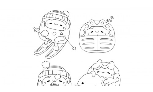 Cute Cat Character Outline Pack #13