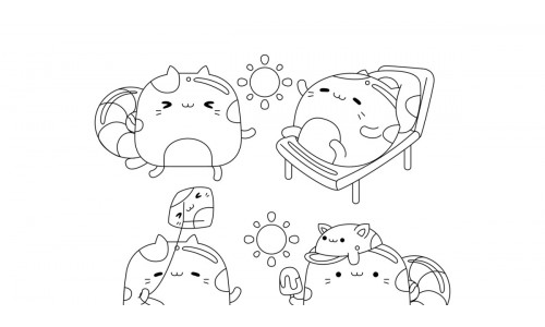 Cute Cat Character Outline Pack #14