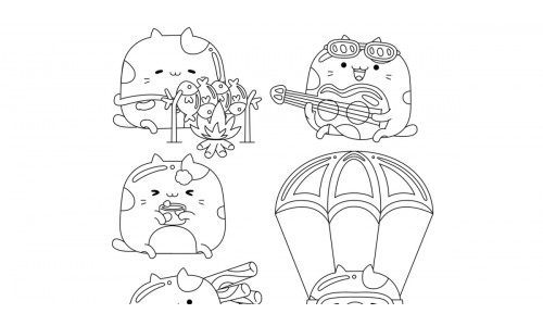 Cute Cat Character Outline Pack #15