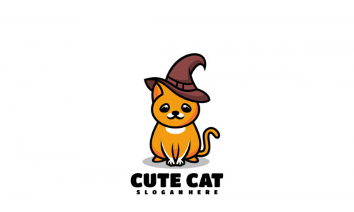 Cute Cat Mascot Cartoon Logo