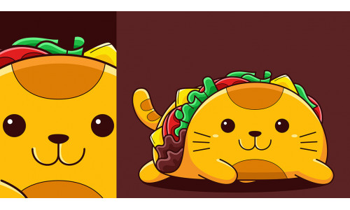 Cute Taco Cat Vector Cartoon Style
