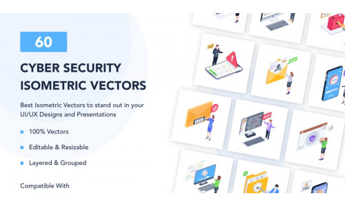 60 Cybersecurity Isometric Illustrations