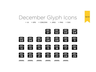 December Calendar Line Icon Vol 12