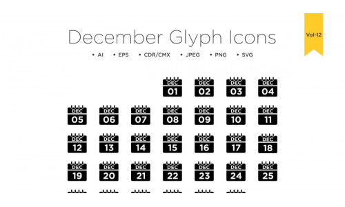 December Calendar Line Icon Vol 12