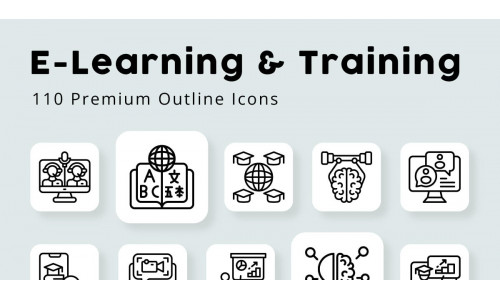E Learning & Training Outline Icons