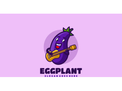 Eggplant Mascot Cartoon Logo