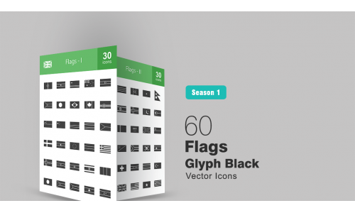 60 Flags Glyph Icon Set