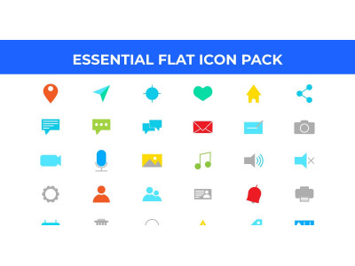 30 Flat Essential Icon Pack Vector and SVG