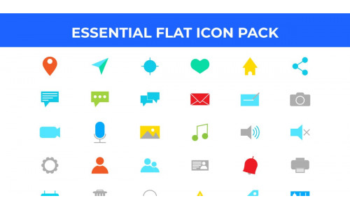 30 Flat Essential Icon Pack Vector and SVG