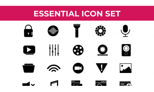 30 Flat Essential Icon Pack Vector Illustrations