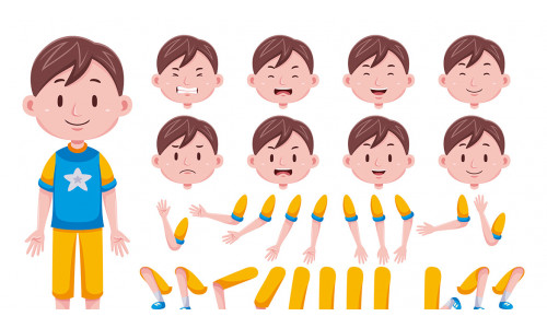 Front View Cute Boys Character Creation Set #01