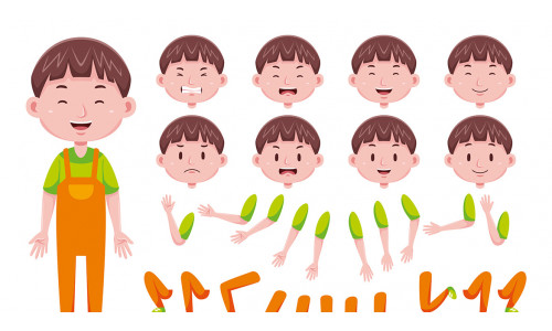 Front View Cute Boys Character Creation Set #02