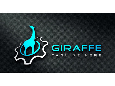 Giraffe With Gear - Animal Technology Logo Design