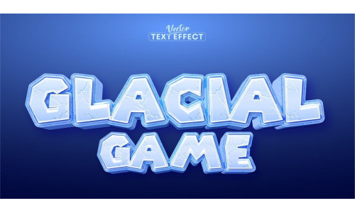 Glacial Game - Editable Text Effect, Ice Cartoon Text Style, Graphics Illustration