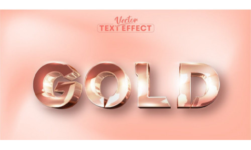 Gold - Editable Text Effect, Rose Gold And Shiny Text Style, Graphics Illustration