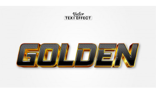 Golden - Editable Text Effect, Shiny Black And Gold Light Text Style, Graphics Illustration
